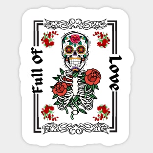 Skull And Love Rose Design Sticker